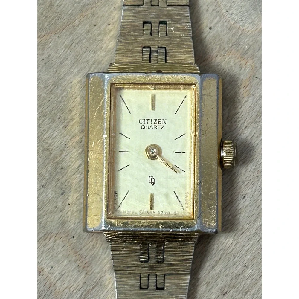 Vintage Citizen Quartz Rectangle Gold Tone Women's Watch‎ UNTESTED